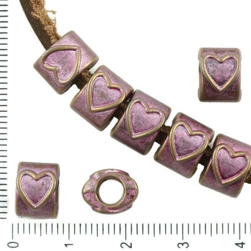 8pcs bronze antique valentine rose patine laver de grandes trou ovale européenne pandora style de cœ sku-37140