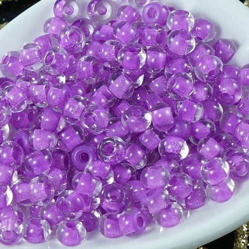 10g de cristal violet rayé 5/0 verre tchèque ronde de grandes perles de rocaille de 5mm environ 125p sku-18861