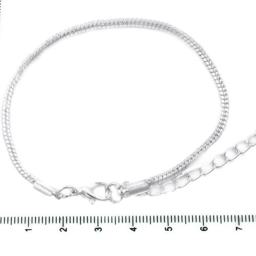 2pcs ton argent plaqué charme européen serpent bracelet chaîne en laiton cordon avec fermoir extende sku-37578