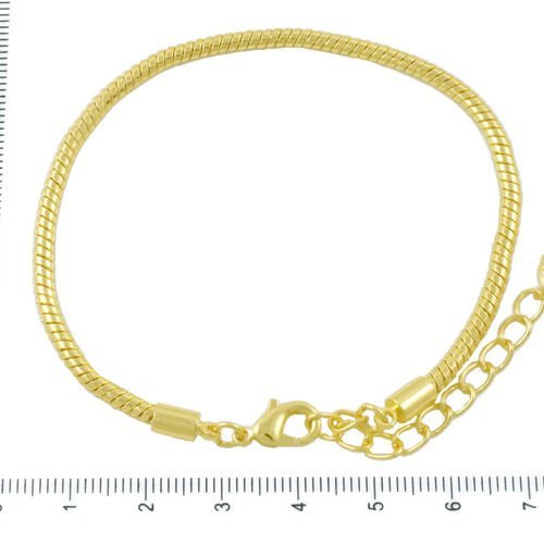 Lot de 2 tons d'or plaqué charme européen serpent bracelet chaîne en laiton cordon avec fermoir exte sku-37579
