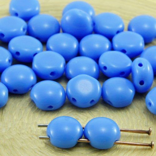 30pcs bleu opaque preciosa bonbons ronds en forme de dôme 2 deux trou de la pièce de tissage de verr sku-33582