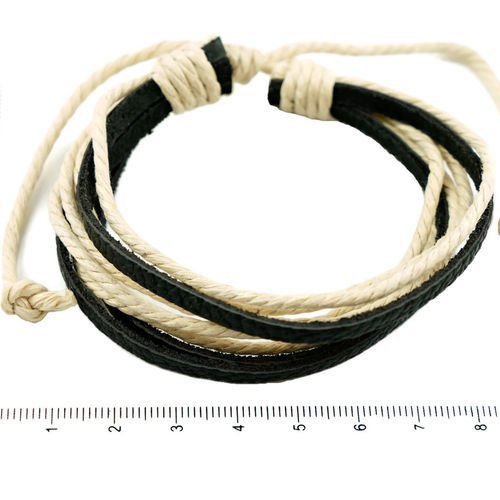 2pcs de vachette coton ciré cordon simili cuir unisexe réglable bracelet de base pour la fabrication sku-37764