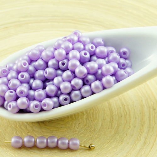 100pcs nacré lilas pourpre violet cotton candy round druk entretoise de semences de verre tchèque pe sku-33847