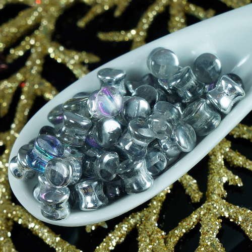 60pcs clair argent métallisé pellet tchèque perles de verre preciosa granulés pressés de de 4 mm x 6 sku-17984