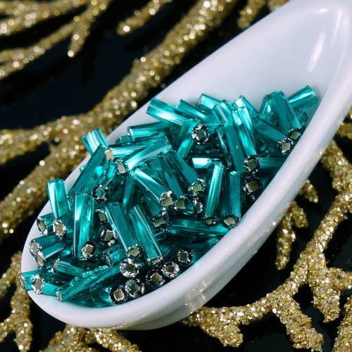 20g turquoise en argent doublé de verre tchèque bugle perles de rocaille tordu perle preciosa de tub sku-17917