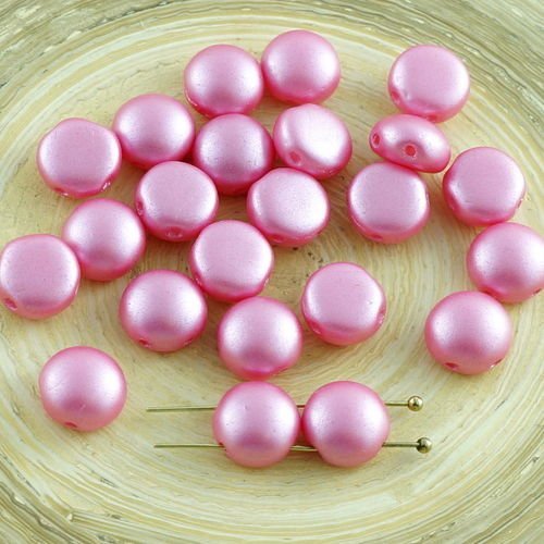 30pcs bonbon pastel valentine rose perle ronde en forme de dôme 2 deux trous de tissage de verre tch sku-30220