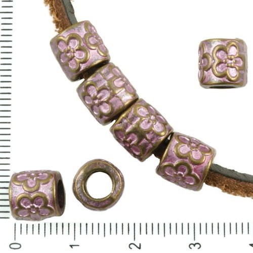 8pcs bronze antique ton rose patine laver de grandes trou européen de pandora style daisy fleur flor sku-36672