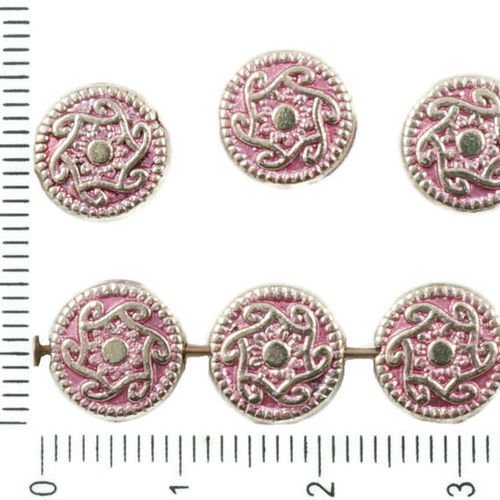 12pcs antique ton argent rose patine de lavage à plat rond spirale celtique de modèle de fleur de pi sku-36724
