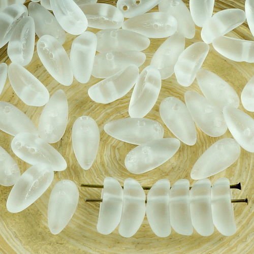 30pcs cristal mat dépoli preciosa piment perles de verre tchèque 2 deux trou des de 4 mm x 11mm sku-31006