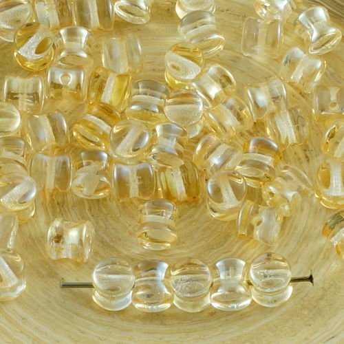 60pcs cristal jaune lustre pellet tchèque perles de verre preciosa pressé de 4 mm x 6 mm sku-31277