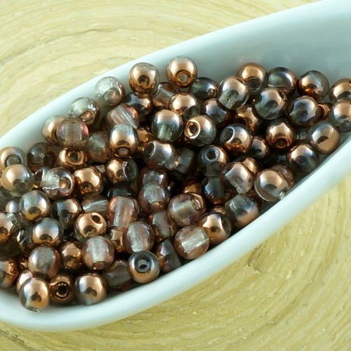 100pcs cristal métallique capri d'or de cuivre demi-rond verre tchèque perles de petit écarteur 3mm sku-31200