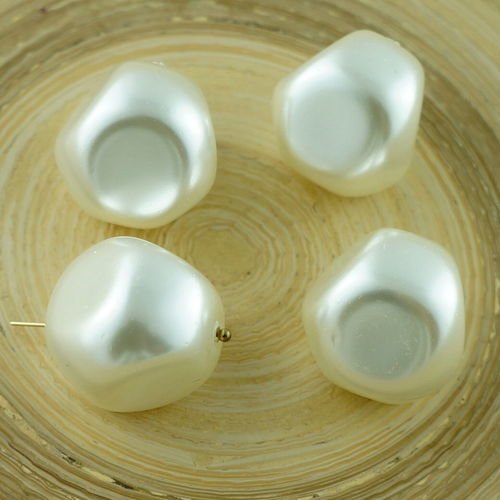 2pcs blanc perle d'imitation de la pomme de terre tchèque perles de verre 19mm sku-29172