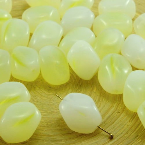 6pcs blanc jaune soleil citron opale grand tube ovale chunky libre pépites de verre tchèque perles 1 sku-33642