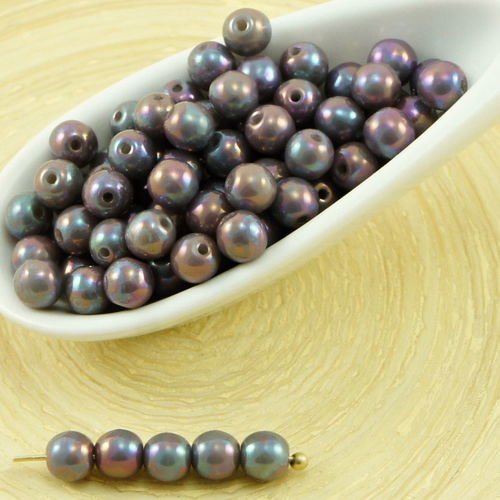 100pcs nébuleuse violet gris lustre rond druk verre tchèque pressé perles de petite entretoise de 4m sku-31915