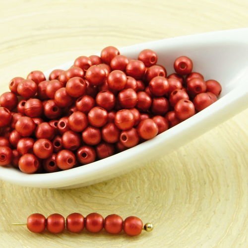 100pcs mat métallique de lave rouge rond druk entretoise de semences de verre tchèque perles de 3mm sku-33845