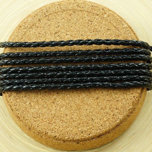 2m 6.6 ft 2.2 m noir en cuir tressé cordon de fausse pu perles décoratives chaîne tressée en corde t sku-36005