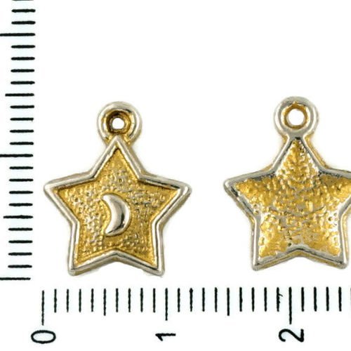 14pcs tchèque mat or patine antique ton argent étoile de demi-lune en astrologie charmes pendentifs  sku-34112