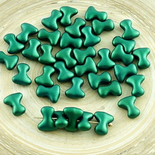 Nouvelle forme 40pcs tee perles or briller vert foncé verre tchèque de preciosa un trou entretoise a sku-30245