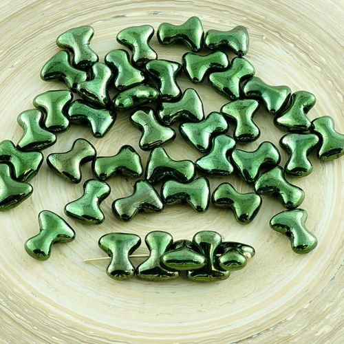 Nouvelle forme 40pcs tee perles lustre vert verre tchèque de preciosa un trou entretoise de proue de sku-30250