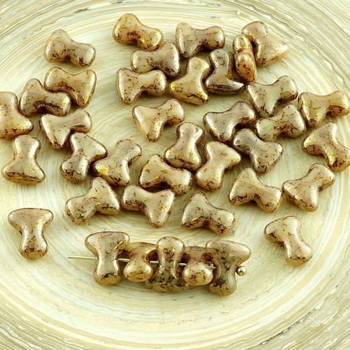 Nouvelle forme 40pcs tee perles beige opaque de bronze en terre cuite verre tchèque de preciosa un t sku-30280