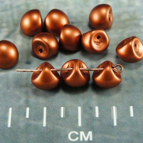 Bronze mat champignon bouton de verre tchèque perles de 9mm x 8mm 12pcs sku-26399