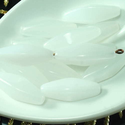 Blanc laiteux tchèque en verre à facettes bicone tube de perles de 20mm x 6mm 12pcs sku-21514