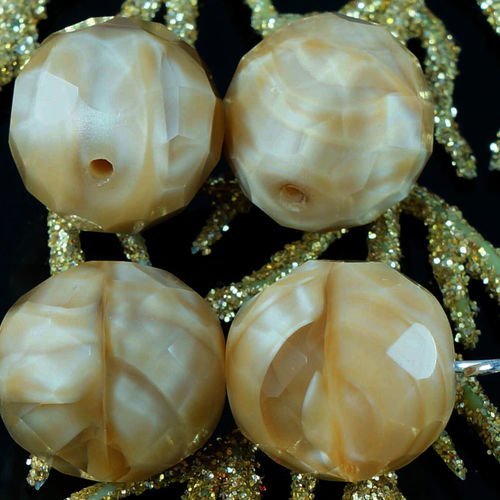 Grand picasso brun tchèque en verre à facettes perles de feu pierre polie en imitation 14mm 6pcs sku-18598