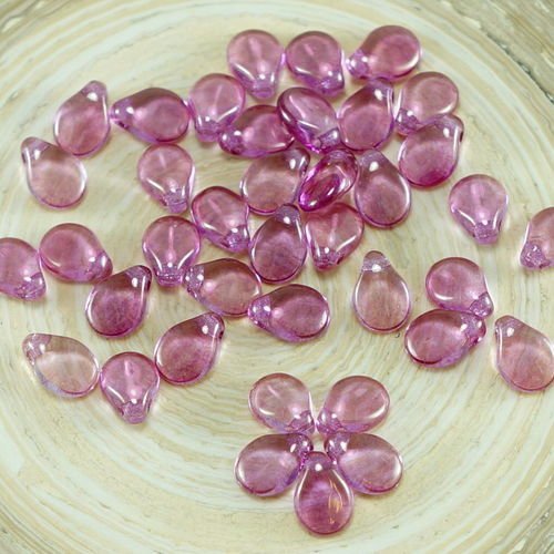 60pcs cristal violet valentine rose verre tchèque preciosa pip perles plates pétale de fleur 5mm x 7 sku-26837