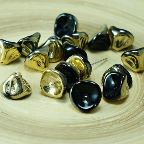L'or noir de la moitié de verre tchèque grande cloche de la fleur de perles de lys de la vallée de l sku-26847