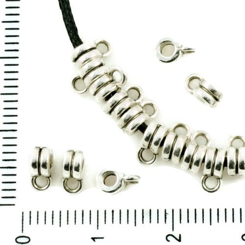 80pcs argent antique ton petit beignet de caution de perles de charmes rayé tchèque métal conclusion sku-37311