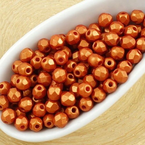 100pcs or shine rouge mat perle ronde à facettes feu poli petite entretoise de verre tchèque perles  sku-35511