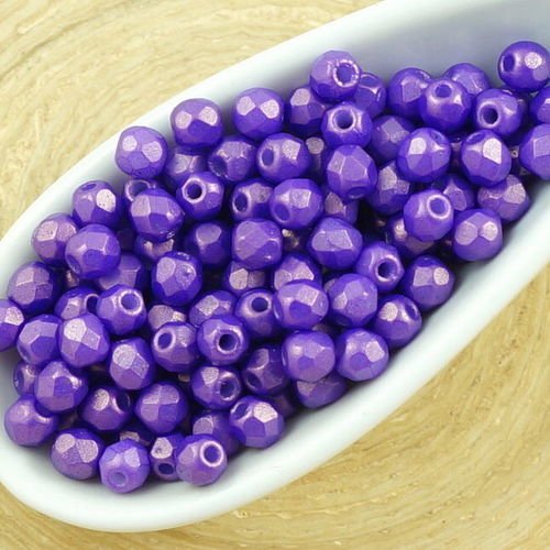 100pcs mat or briller violet perle ronde à facettes feu poli petite entretoise de verre tchèque perl sku-35512