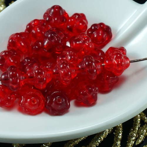Rouge clair verre tchèque bicone fleur perles d'entretoise de 7mm x 7mm 30pcs sku-21380