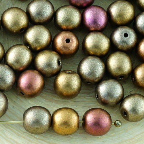 40pcs mat métallisé or arc-en-ciel mix tour druk entretoise de semences de verre tchèque perles de 6 sku-33693