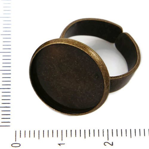 2pcs bronze antique lunette réglable base annulaire plat rond cabochon de réglage camée plateau en m sku-37976