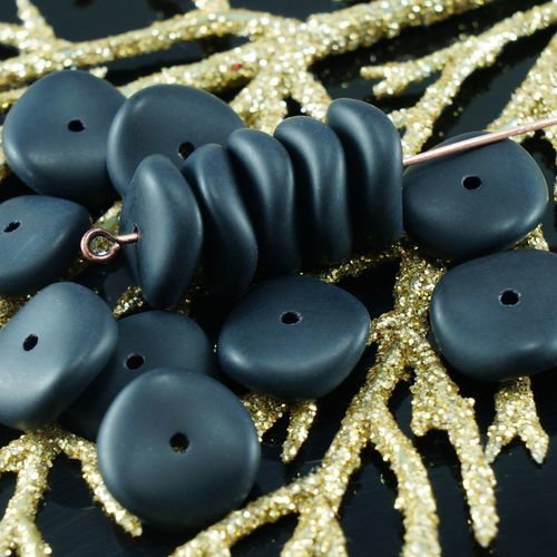 Nouvelle forme de 12pcs noir mat tour disque un trou de verre tchèque perles de rondelle d'halloween sku-25801
