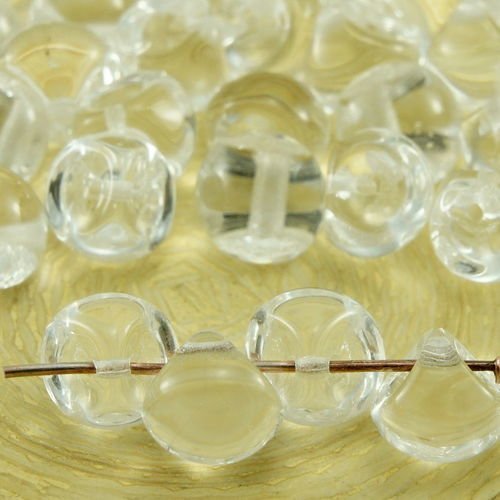 12pcs crystal clear grand champignon bouton de verre tchèque perles de 9mm x 8mm sku-32139