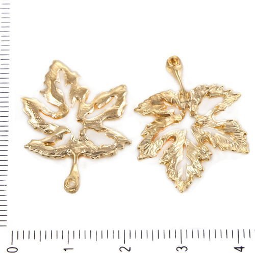 6pcs tons d'or plaqué creux de la feuille d'érable nature floral canada pendentif charms bracelet co sku-38456