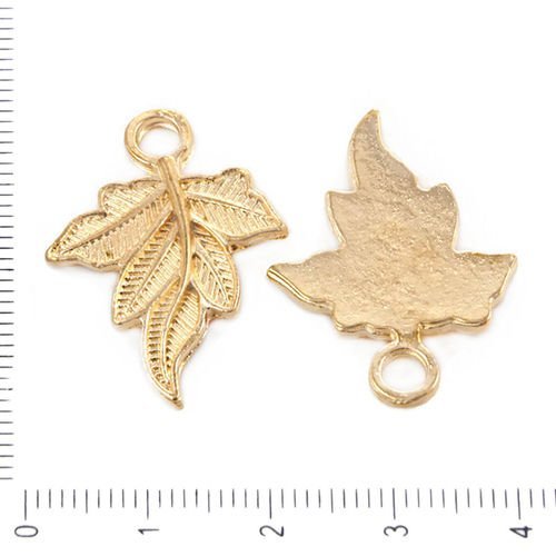 6pcs tons d'or plaqué de la feuille d'érable nature floral canada pendentif charms bracelet collier  sku-38457