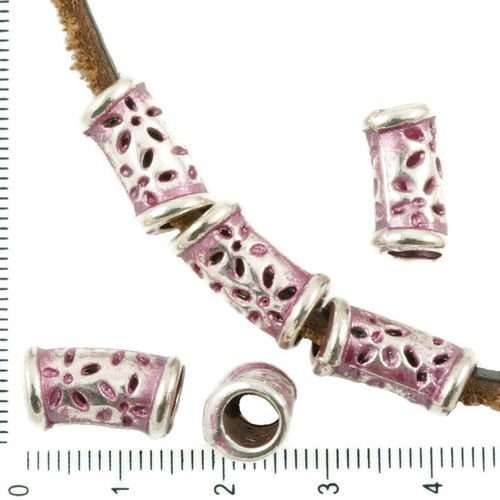 8pcs antique ton argent rose patine laver de grandes trou tube européenne pandora style creux de la  sku-36615