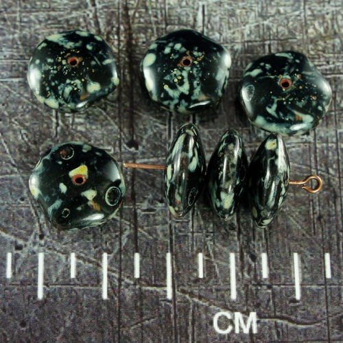 Anissa picasso noir marron de grandes tchèque en verre soufflé hexagone disque rondelle perles de 15 sku-26381