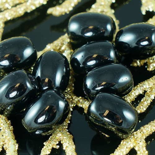Noirs opaques tchèque en verre ovale court tube de perles de halloween 9mm 20pcs sku-18279