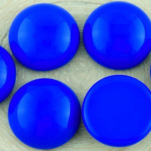 2pcs noir opaque bleu saphir rond bombé dos plat tchèque en verre cabochon 18 mm sku-34770