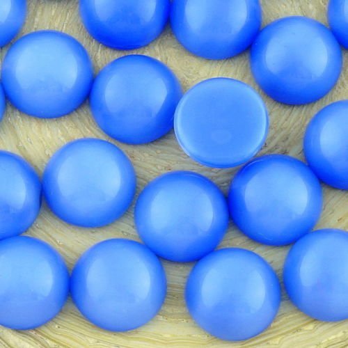10pcs opale bleue ronde en forme de dôme à dos plat tchèque cabochon en verre de 10mm sku-34790