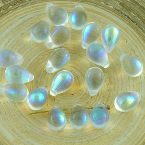 20pcs crystal ab demi-verre tchèque en forme de larme perles de 8mm x 5mm sku-28671