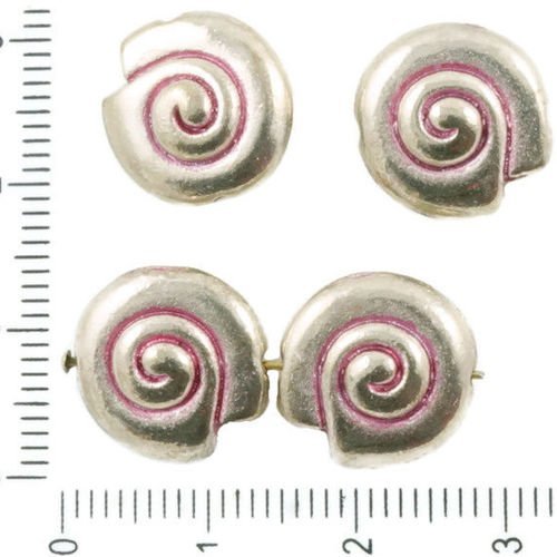 6pcs antique ton argent valentine rose patine laver de grandes tour de la spirale de l'escargot coqu sku-36848