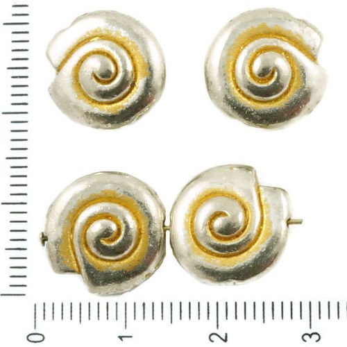 6pcs antique ton argent mat or patine laver de grandes tour de la spirale de l'escargot coquille de  sku-36849