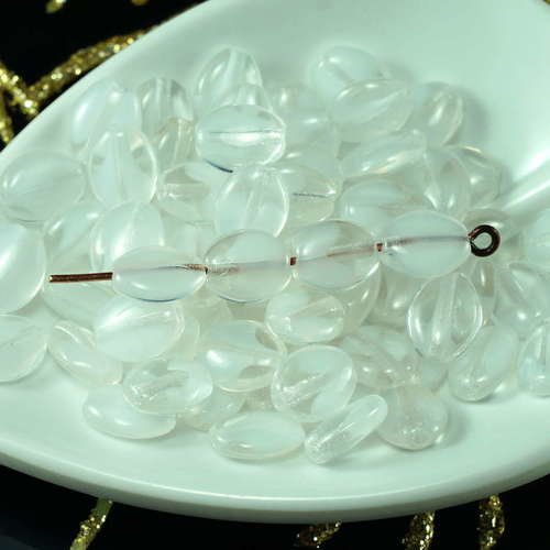 Blanc laiteux clair tchèque verre plat ovale perles écarteur 8mm x 6mm 64pcs sku-21463