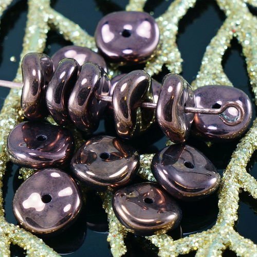Nouvelle forme 20pcs bronze métallique ondulé plat rond de disque un trou de verre tchèque perles de sku-25783