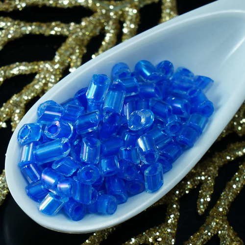 20g de cristal bleu bordée d'éclat tchèque en verre biseauté tube de perles de rocaille claironne pr sku-19539